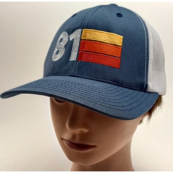 41st Birthday Hat 81 1981 Vintage Retro 3 lines Embroidered BASEBALL CAP YUPOONG - Picture 6 of 8